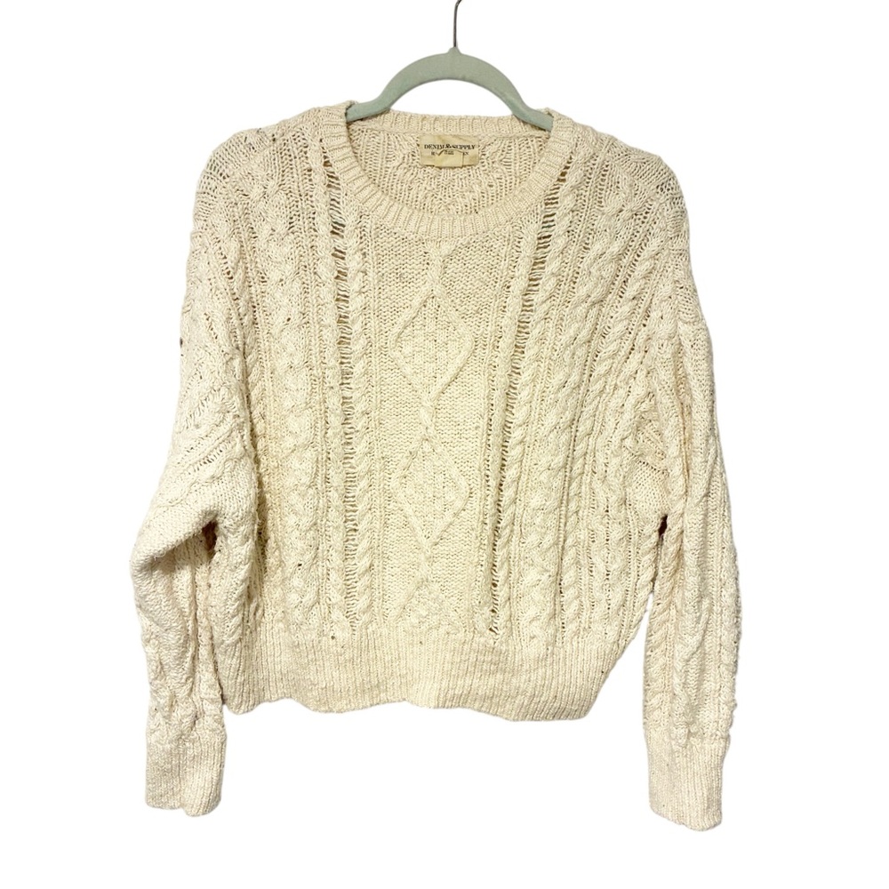 Denim & Supply Ralph Lauren Cream Cable Knit Sweater Size Large